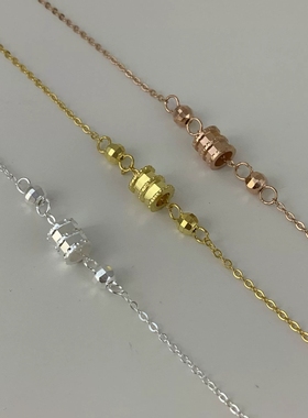 S925纯银镭射光面小蛮腰手链女轻奢小众设计感百搭手串气质甜美风