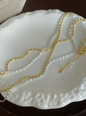 S925纯银橄榄珠项链女意大利工艺叠戴光面锁骨链条时尚百搭裸链潮