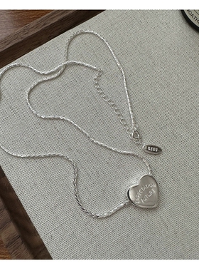S925纯银日韩心形英文字母项链ins博主风小众设计光面爱心锁骨链