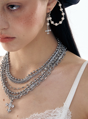 1JINNM2M鸢尾花多层叠戴项链