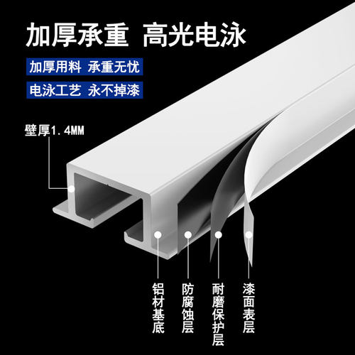 内嵌入式窗帘轨道隐藏式隐形滑轨预埋装滑轨超薄静音蛇形帘暗藏配 - 图1