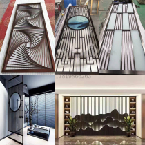 New Chinese Light Lavish Stainless Steel Hollowed-out Carved Flower Screen Modern Metal Decoration Partition Custom Living Room Genguan Flower