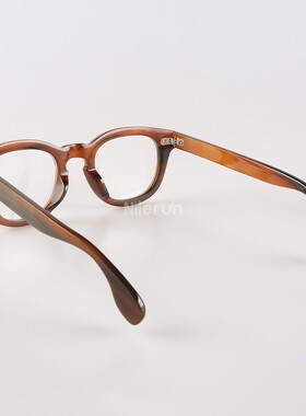 两颗铆钉饰透明果冻咖啡红色进口印度牛角框光学眼镜架墨镜太阳镜