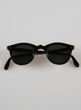 Nilerun横竖铆钉尖拱鼻梁椭圆形黑色水牛角框架偏光墨镜太阳眼镜