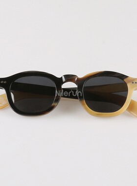 来而往nilerun品牌经典铆钉饰方框蝶形牦牛角框偏光墨镜太阳镜