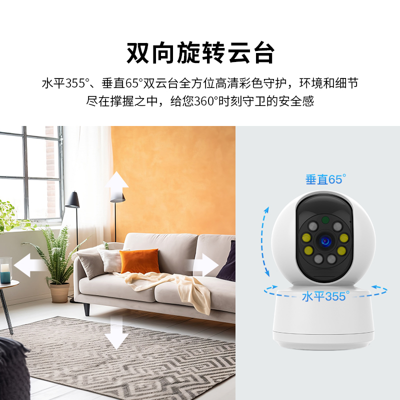 摄像头家用远程手机无线wifi室内店铺监控器360度婴儿带语音看护 - 图0