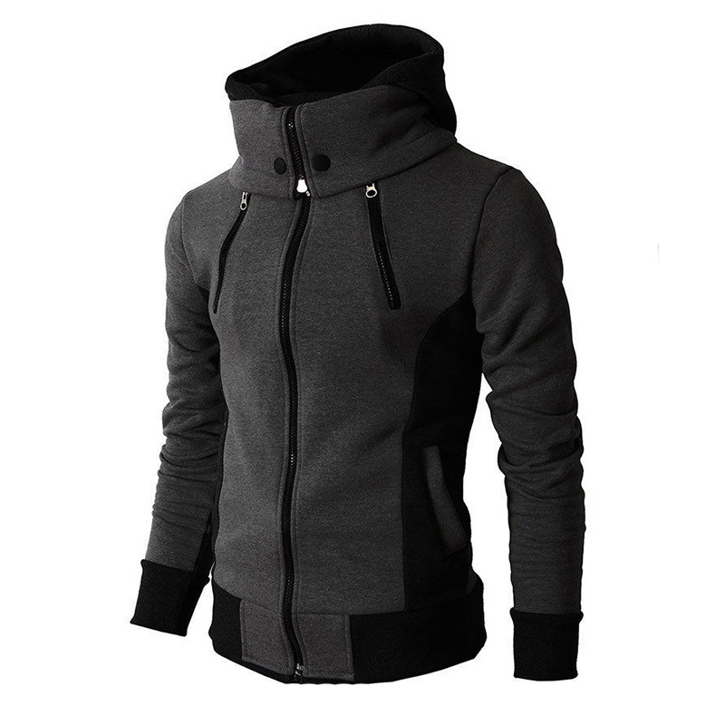 Men's Fake Two Piece Sweatshirt Zip Hoodie男士卫衣拉链连帽衫-图1