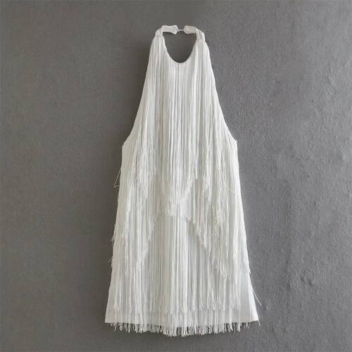 挂脖无袖流苏短裙 Stylish halterneck sleeveless fringed dress - 图3