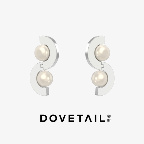 DOVETAIL联珠经典燕尾榫925银银色饰面天然珍珠耳饰/项链 - 图2