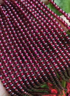 天然收藏级紫牙乌酒红石榴石女手链水晶多圈手串项链高品质礼物