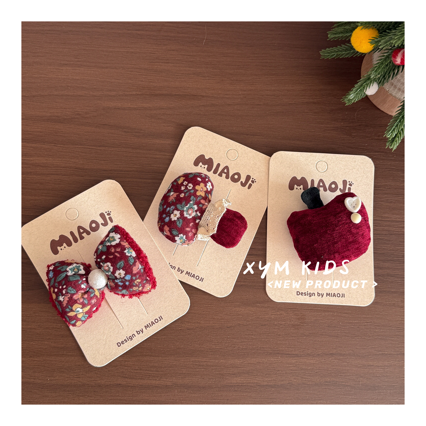 高级感碎花丝绒儿童发夹女童洋气刘海夹侧边夹女宝宝新年红色发饰 - 图1