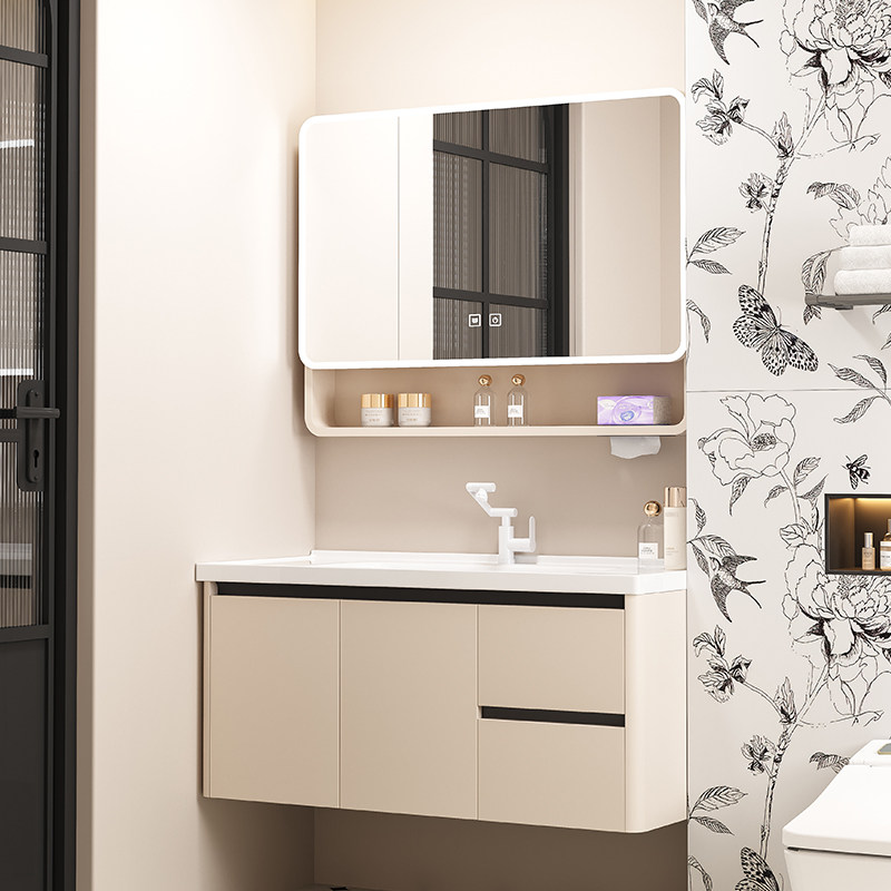 圆角奶油风蜂窝铝浴室柜组合陶瓷一体洗漱台卫生间洗手盆洗脸盆柜,淘宝优惠券,粉丝福利购,淘宝优惠卷