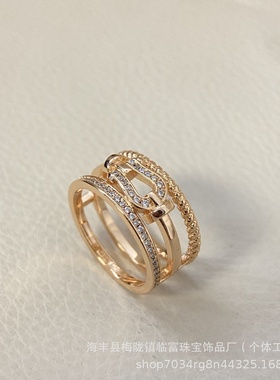 马蹄新款潮小众时尚戒指女个性设计轻奢感冷淡风食指指环开口戒子