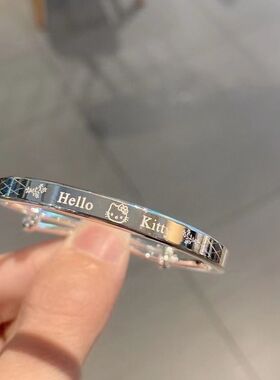 (推荐)925银kt猫手镯HelloKT可爱公主中童学生镯子小孩童镯