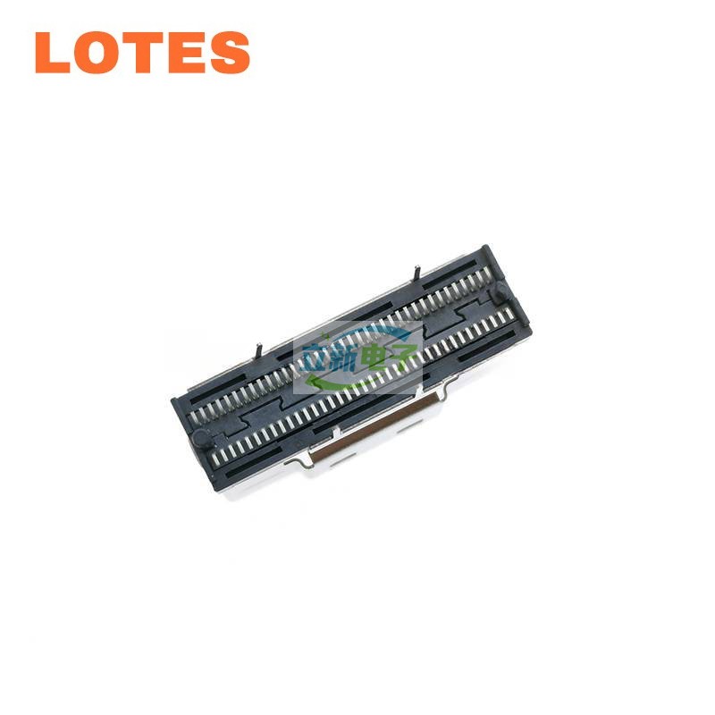 LOTES连接器高品质SFF-8654 8X直立式母座SlimSAS 74PIN 180度-图0