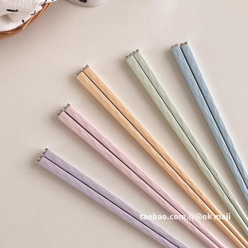 ok maji单人装筷子一双家用可爱筷子情侣款一对套装一人专用筷子 - 图0