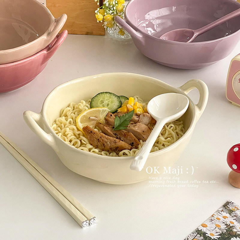 家用高级感吃面碗个人专用2026新款高颜值防烫大号陶瓷双耳面条碗,淘宝优惠券,粉丝福利购,淘宝优惠卷