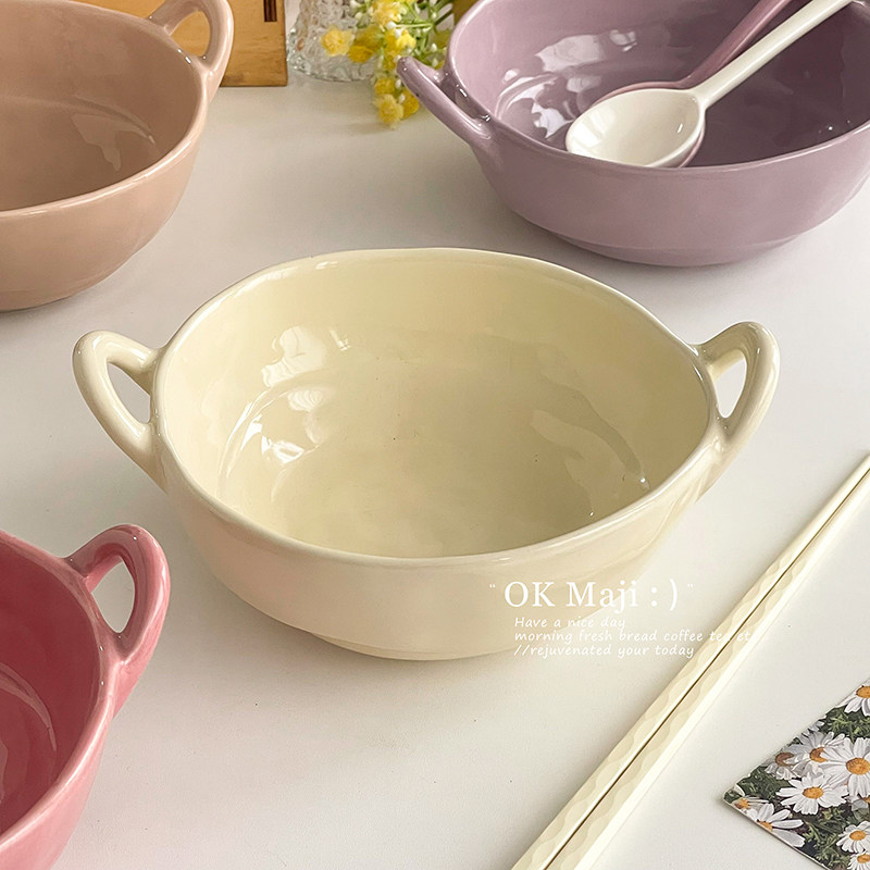 家用高级感吃面碗个人专用2026新款高颜值防烫大号陶瓷双耳面条碗,淘宝优惠券,粉丝福利购,淘宝优惠卷