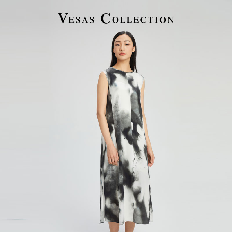 Vesas Collection D1160水墨印花雅静连衣裙-图2