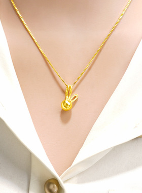 新品可爱兔子套装项链耳饰女款简约风甜美配饰铜合金仿金颈链百搭