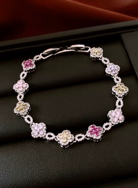 法式花朵锆石可调节手链轻奢高级感个性手环时尚气质百搭手饰小众