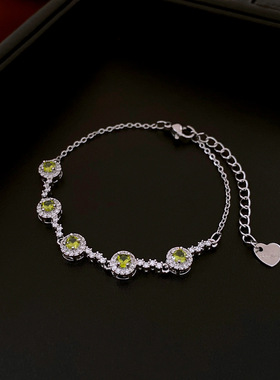 锆石圆形手链轻奢小清新气质爱心手环高级感简约小众精致百搭手饰