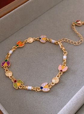 珐琅滴油瓢虫手链时尚小清新百搭精致手环复古小众高级感气质手饰