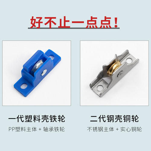 金刚网纱窗滑轮不锈钢铝合金纱窗轮子推拉纱门纱窗铜滚轮卡子配件 - 图2