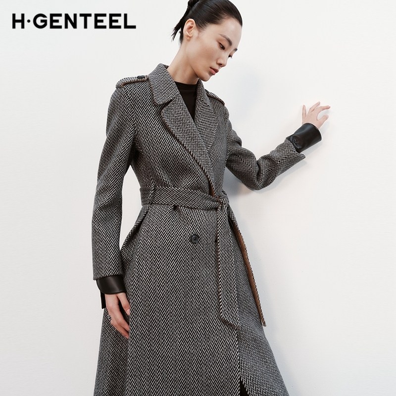 H·GENTEEL荷高新款冬装女风衣式系带羊毛高级感毛呢大衣外套女,淘宝优惠券,粉丝福利购,淘宝优惠卷
