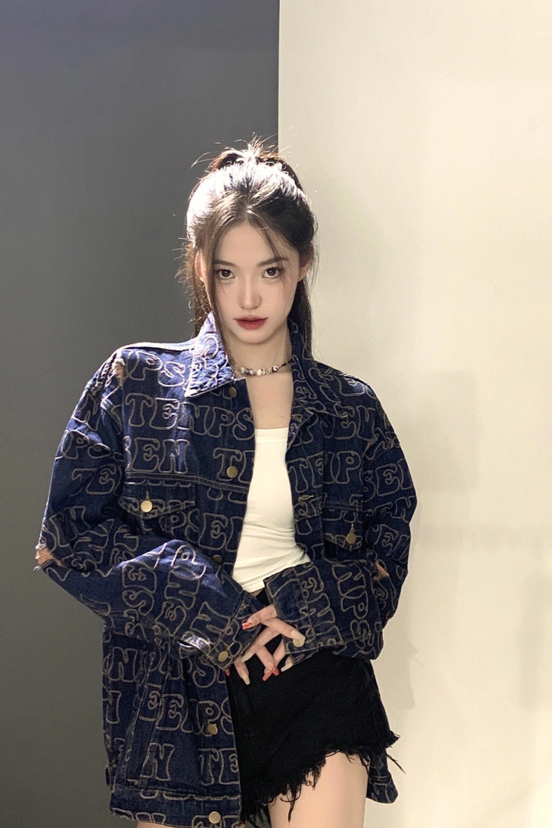 破洞牛仔外套女2022早春秋季新款韩版宽松棒球服夹克上衣国潮ins