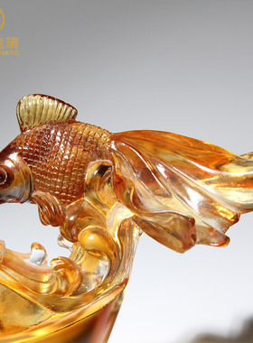 琉璃鱼摆件招财创意家居客厅酒柜装饰品送领导升职礼物高档工艺品