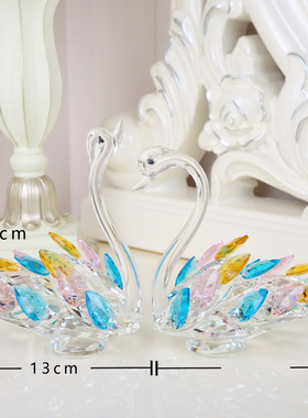 欧式水晶天鹅摆件客厅大堂橱窗展示柜简约家居装饰品婚庆结婚礼品