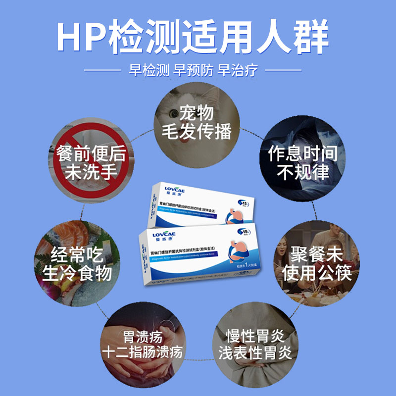 胃幽门螺旋杆菌检测试纸家用胃病胃炎口臭自测HP检测非碳14呼气卡