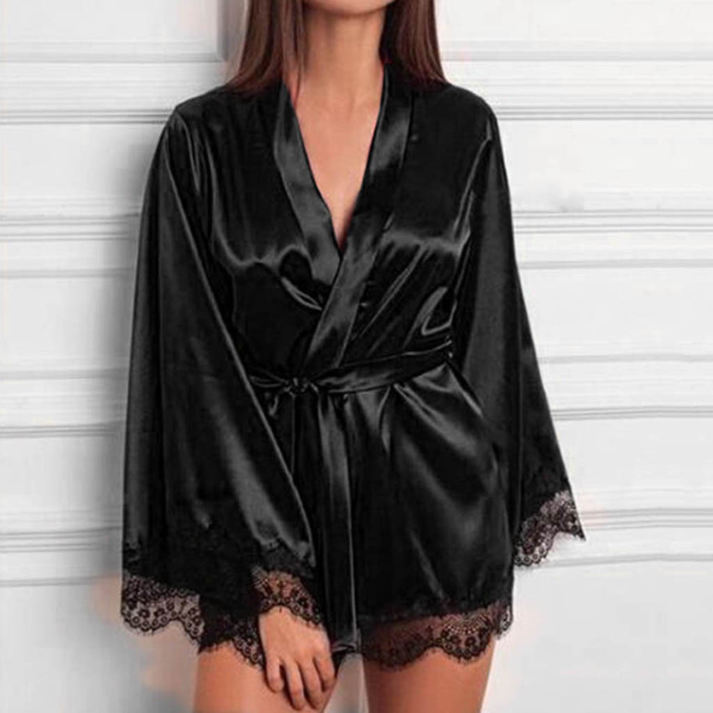 robe pajamas sexy women's bathrobe长袍睡衣性感女式浴袍-图2