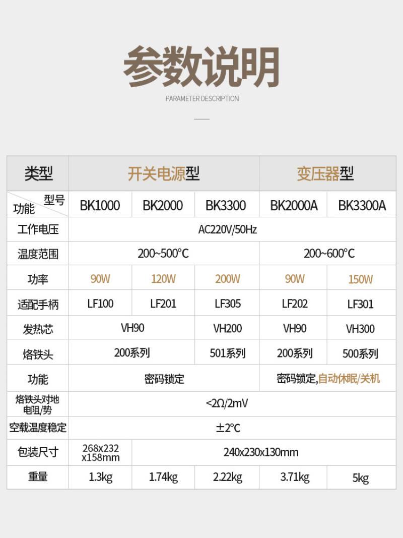 白光大功率电烙铁工业级恒温可调温烙铁锡焊 BK2000a/BK3300 - 图2