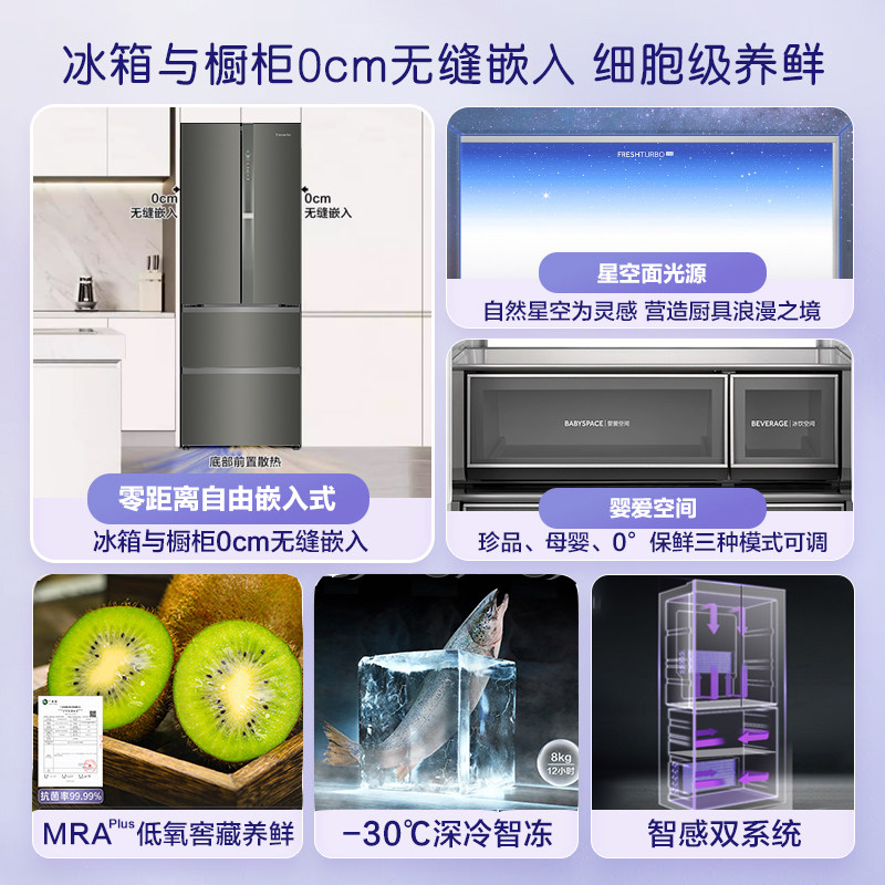测试勿拍 卡萨帝533L零嵌入式四门一级能效风冷无霜家用电冰箱