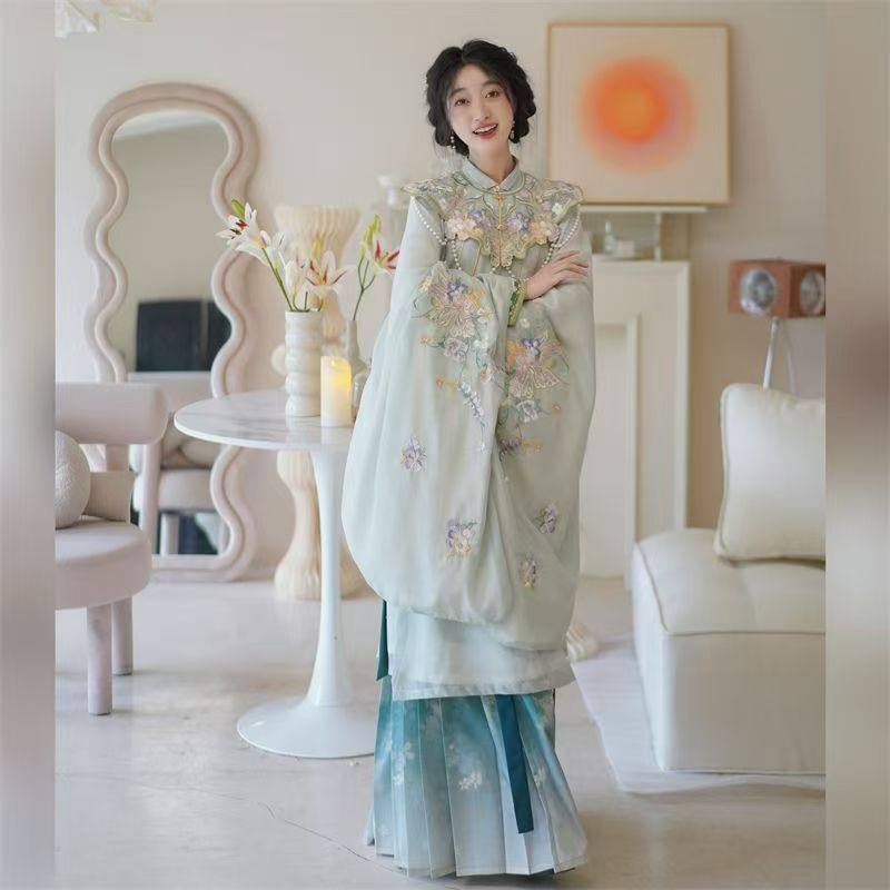 醉时阁【幽幽如兰】原创汉服明制长衫马面裙重工刺绣云肩加内里,淘宝优惠券,粉丝福利购,淘宝优惠卷
