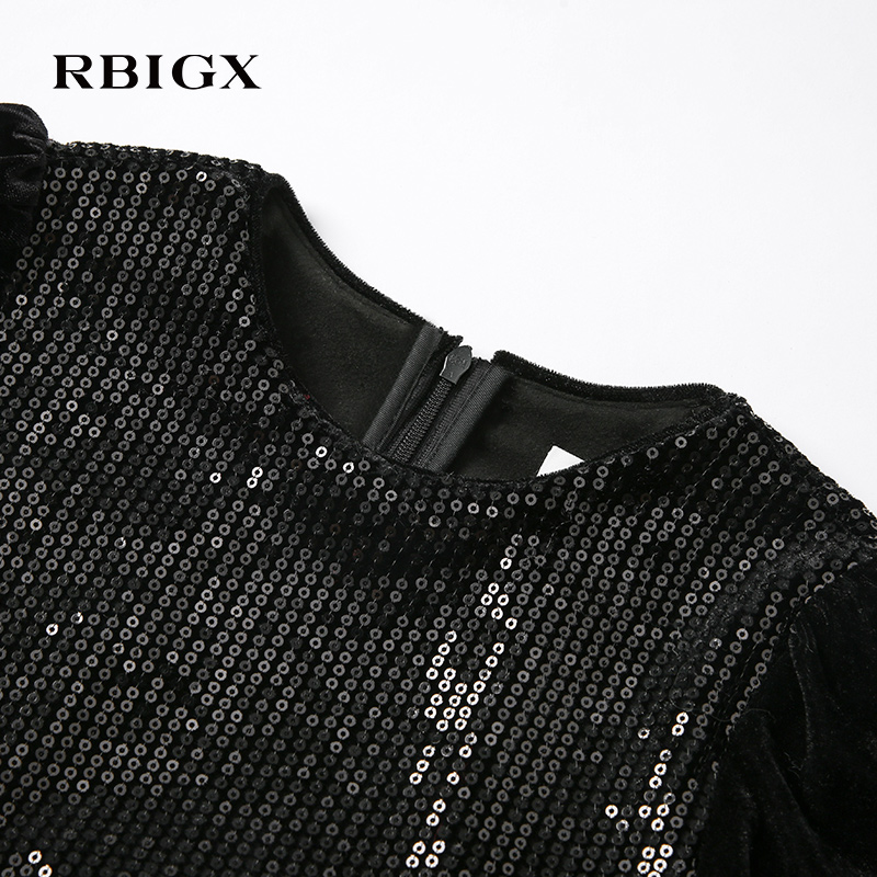 RBIGX瑞比克童装2025冬季新款女童拼接礼服珠片设计感礼服连衣裙 - 图3