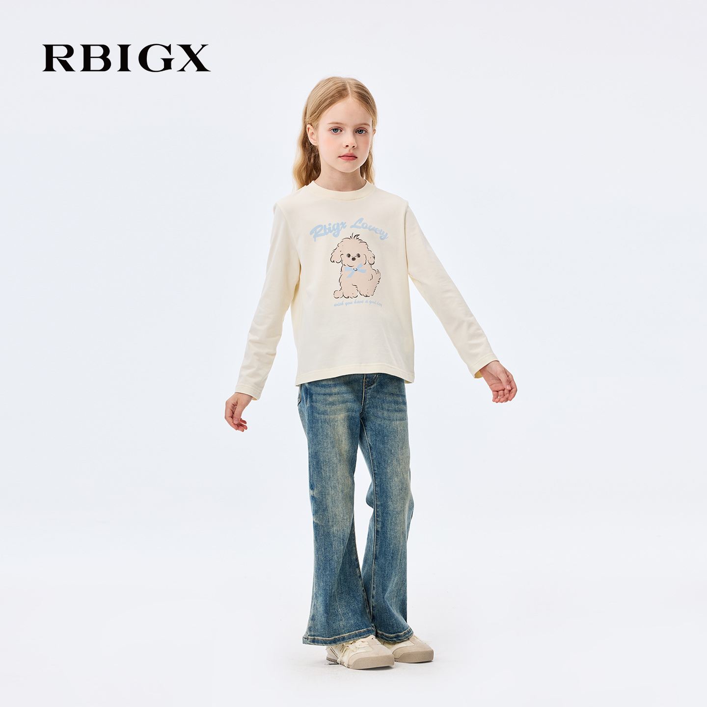 RBIGX瑞比克童装2025秋季新款复古水洗百搭潮流牛仔裤喇叭裤 - 图3