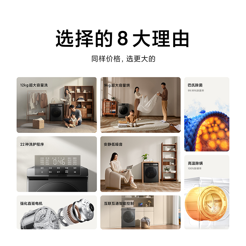 米家12公斤洗烘一体全自动家用小米 小米大家电洗衣机