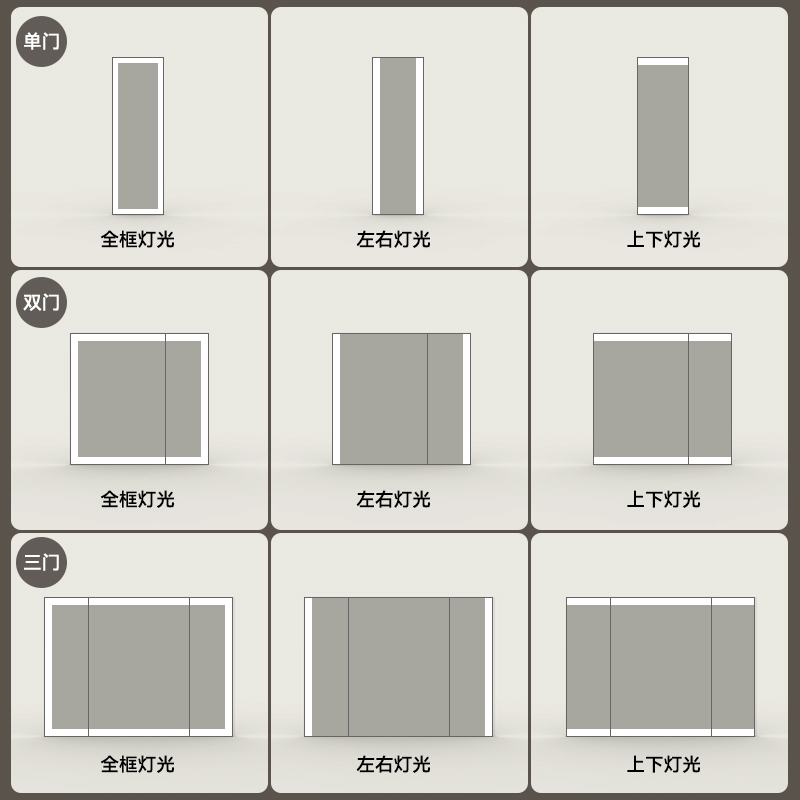 定制卫生间洗脸盆柜浴室镜柜门智能免拉手边框带灯触摸防雾镜柜门 - 图0