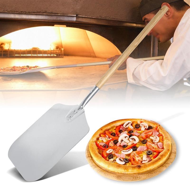 Aluminum 9 Inch Pizza Peel Shovel with Wooden Handle Cake Sh - 图1