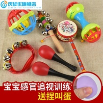 Baby baby gripping training toy 0-1 year old instrument Rattle Drum Toy Can Gnaw Boy Girl Little Rocking Bell