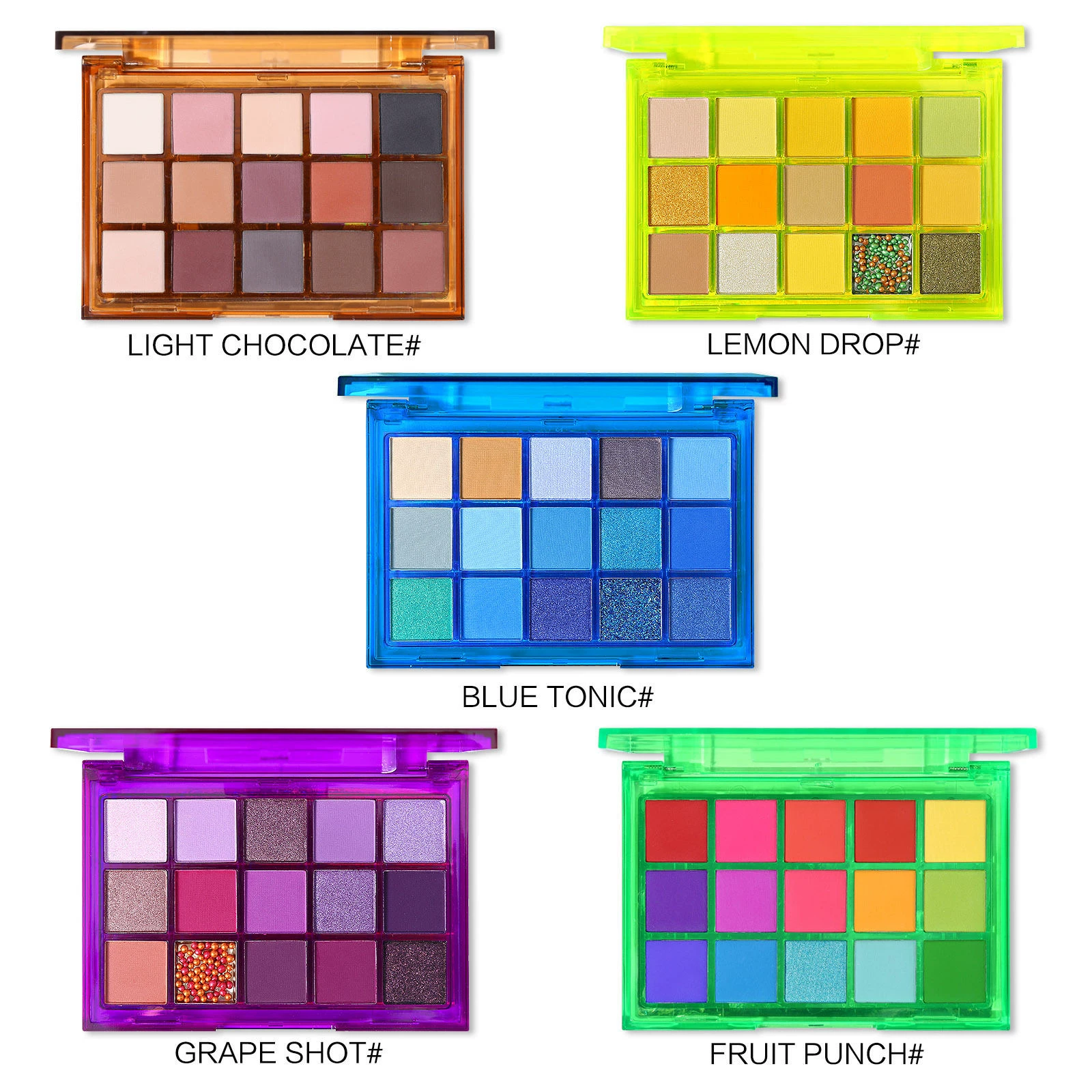 Палетка теней для век UCANBE Glass Matte Fresh Rainbow, 15 цветов