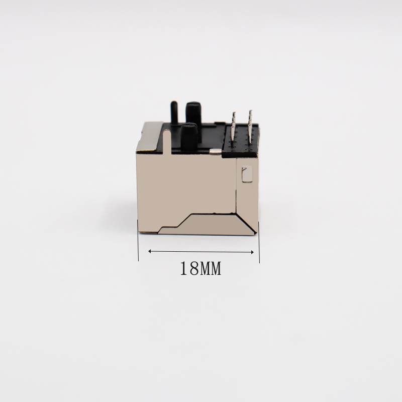 RJ45-58-8P8C带屏蔽 18.3MM高 铜壳全包 卧式长体网口插座 - 图3