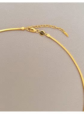 欧美金色S925纯银镀金方形蛇骨链