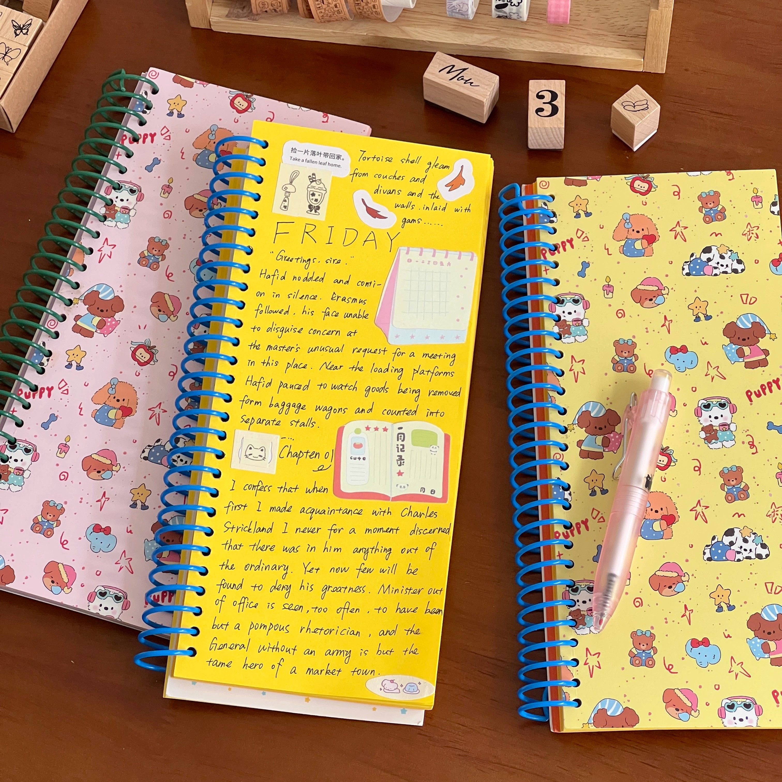 可爱小狗彩色内页a6线圈本高颜值创意学生便携笔记本手账日记本子,淘宝优惠券,粉丝福利购,淘宝优惠卷