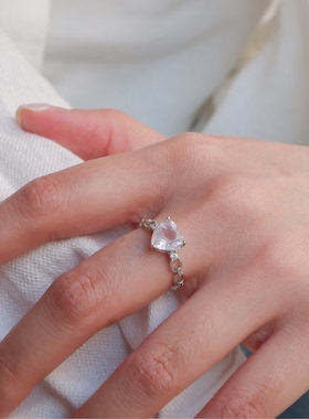 天然水晶戒指女2026新款粉晶戒指