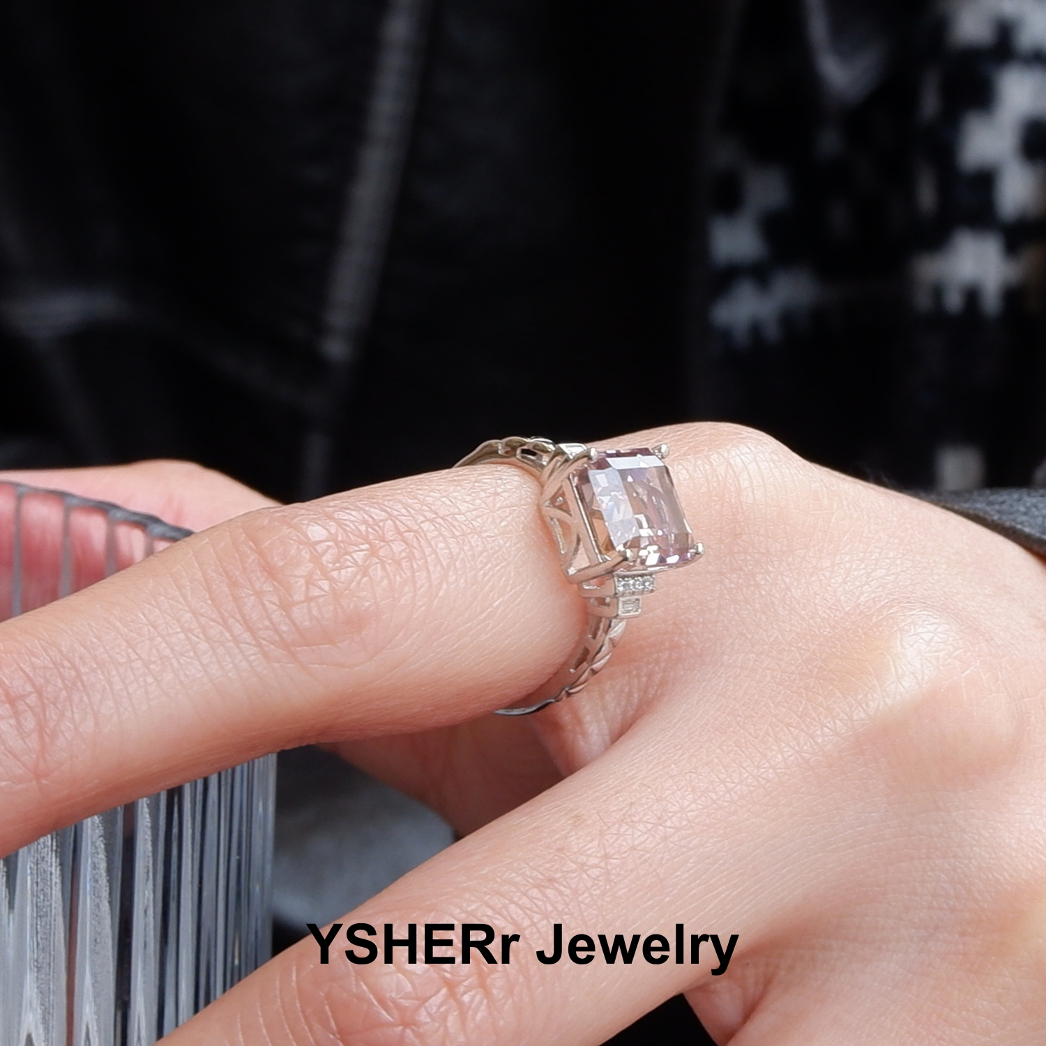 Crystal ring women's natural ametrine ring high-end