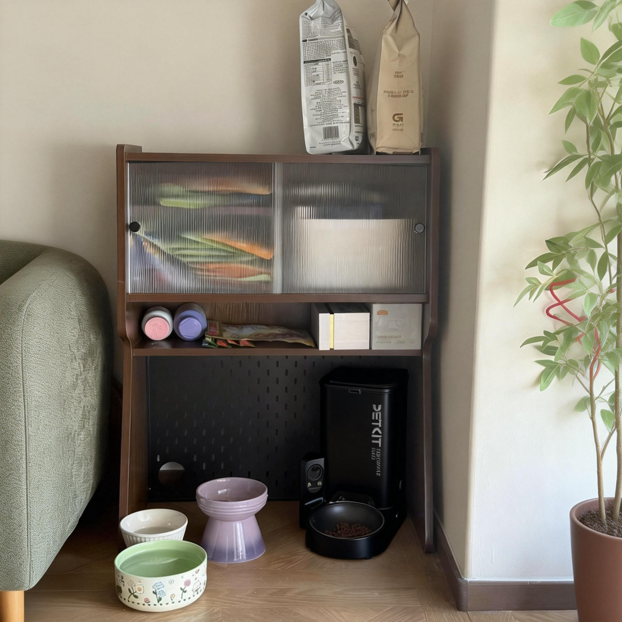 猫咪食堂置物架中古风狗狗饭堂猫粮罐头零食收纳架宠物用品储物柜,淘宝优惠券,粉丝福利购,淘宝优惠卷